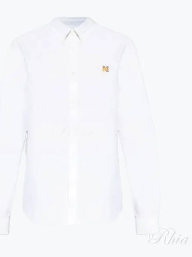 Fox Head Embroidery Long Sleeve Shirt White - MAISON KITSUNE - BALAAN 2