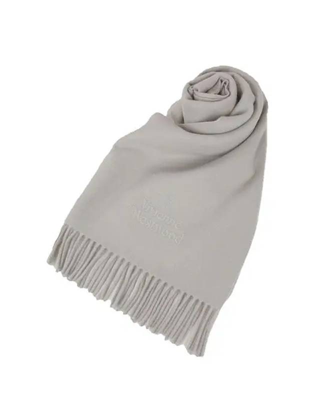 Logo Wool Fringe Muffler Grey - VIVIENNE WESTWOOD - BALAAN 2