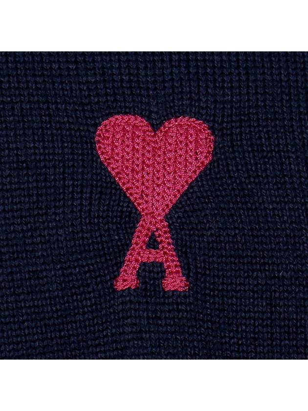 Heart Logo Wool Turtleneck Navy - AMI - BALAAN 6