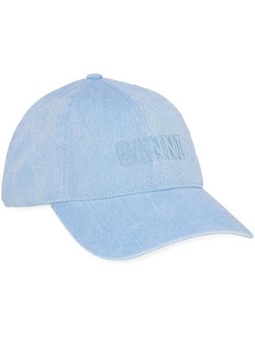 Embroidered Logo Denim Ball Cap Baby Blue - GANNI - BALAAN 1