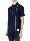 RWB Stripe Polo Shirt Navy - THOM BROWNE - BALAAN 4