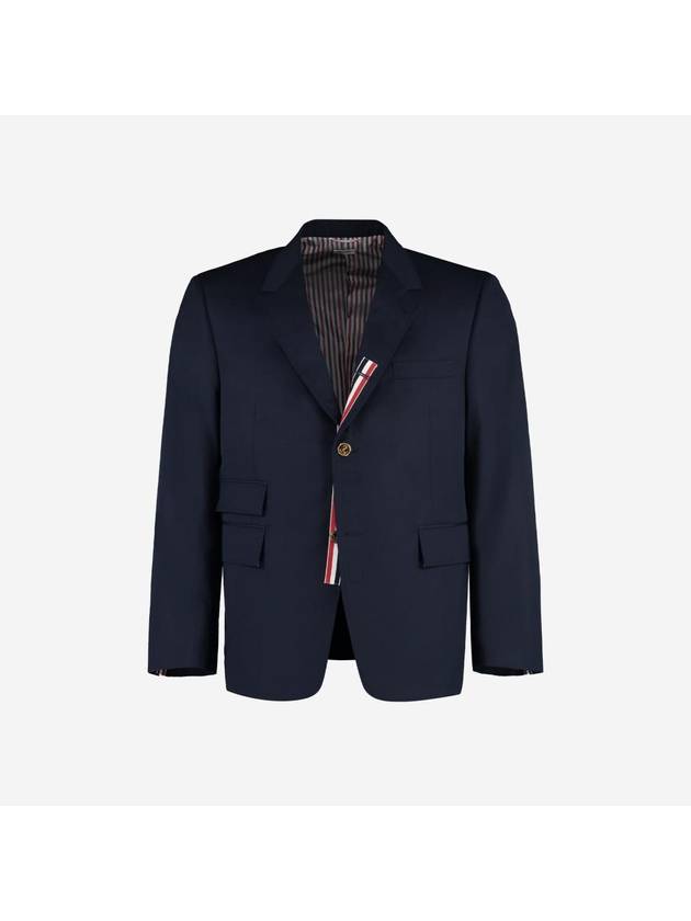 Typewriter Cloth Grosgrain Placket Sport Jacket Navy - THOM BROWNE - BALAAN 2