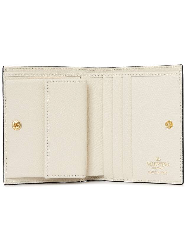 V Logo Signature Flap Compact Half Wallet Ivory - VALENTINO - BALAAN 4