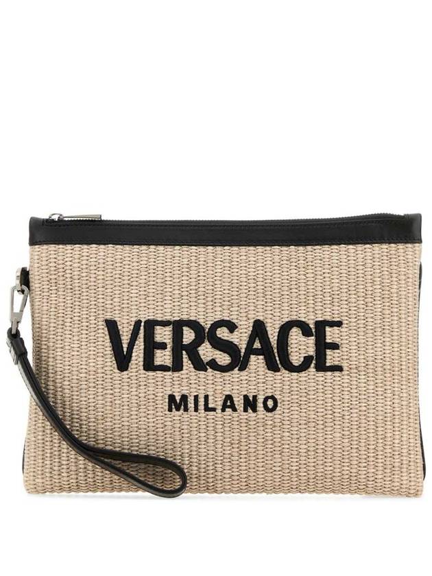 logo embroidered raffia clutch bag 10062431A09445 - VERSACE - BALAAN 2