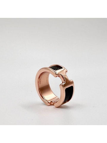 Olymp Ring Small Rose Gold S Size Noir H500058FD - HERMES - BALAAN 1