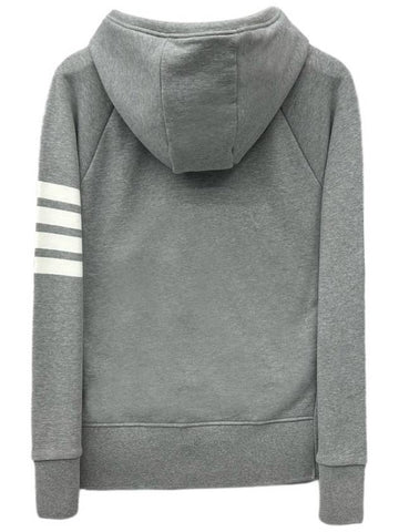 Engineered 4 Bar Diagonal Zip Up Hoodie Light Grey - THOM BROWNE - BALAAN 3