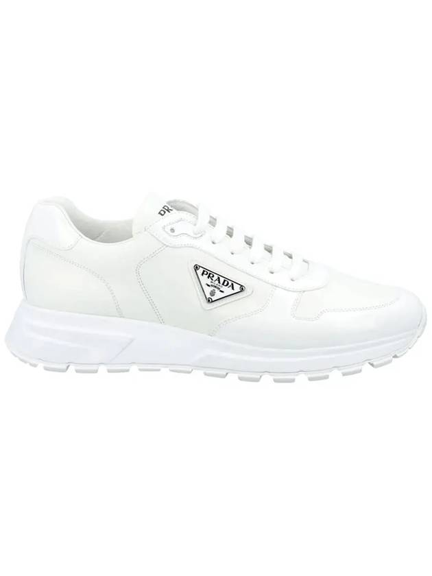 Triangle Logo Leather Low-Top Sneakers White - PRADA - BALAAN 2