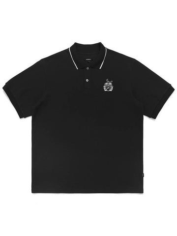 Health Seekers Golfers Cardinal Logo Pique Short Sleeve T Shirt BLACK - MALBON GOLF - BALAAN 1