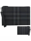 Check Large Zip Pouch Clutch Bag Charcoal - BURBERRY - BALAAN 2