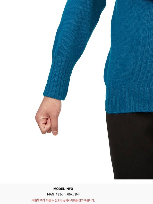 Crew Neck Lambswool Knit Top Blue - DRUMOHR - BALAAN 9