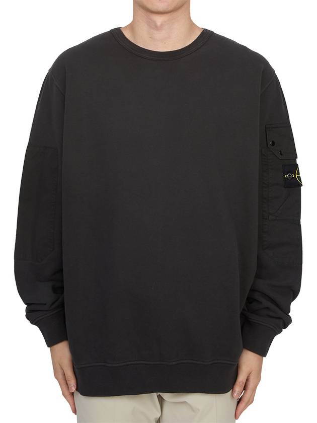 Brushed Organic Cotton Fleece Sweatshirt Grey - STONE ISLAND - BALAAN 2