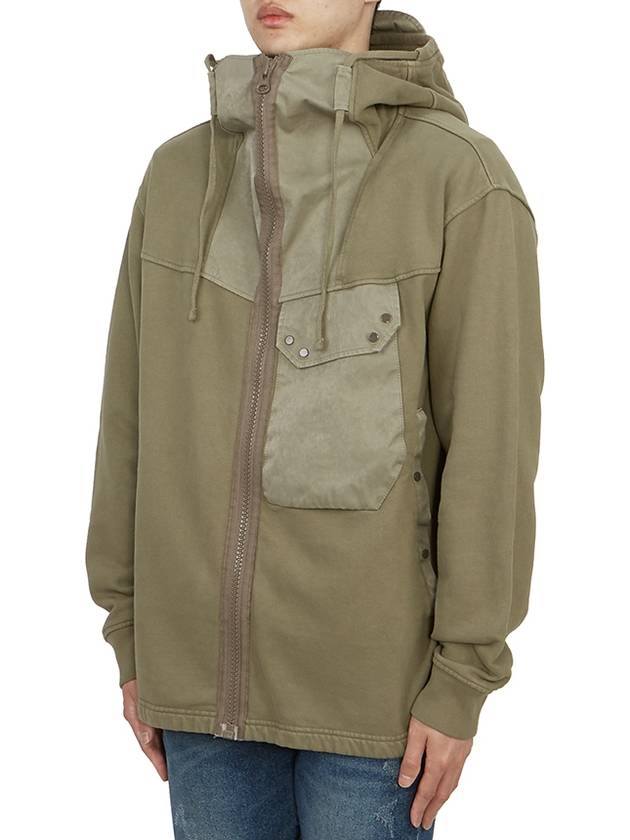 Snap Pocket Zip-up Hoodie Beige Khaki - TEN C - BALAAN 4