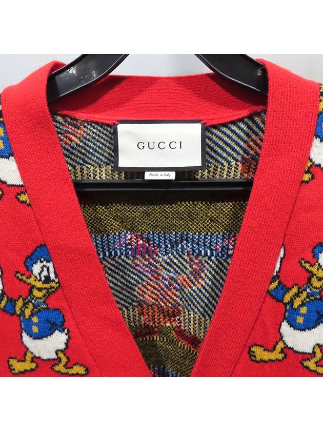 Gucci 463534 DISNEY collaboration red color wool 100 Donald Duck cardigan size S - GUCCI - BALAAN 3