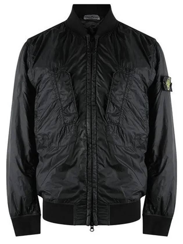 Logo Patch Bomber Jacket Black - STONE ISLAND - BALAAN 2