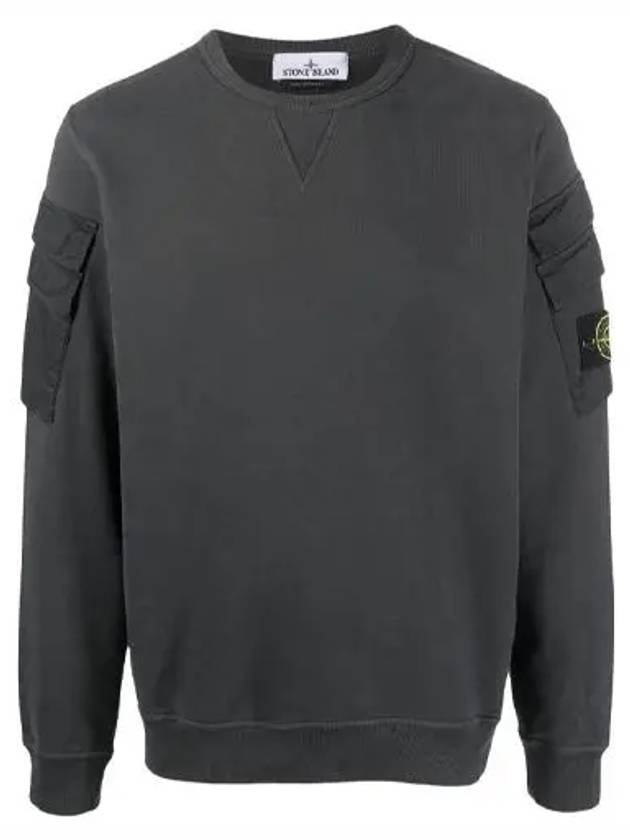 Men's Wappen Patch Cargo Pocket Sweatshirt Grey - STONE ISLAND - BALAAN 2