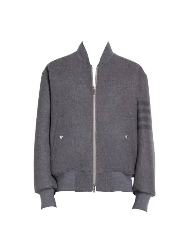 Double Face Melton 4-Bar Oversized Jacket Medium Grey - THOM BROWNE - BALAAN 1