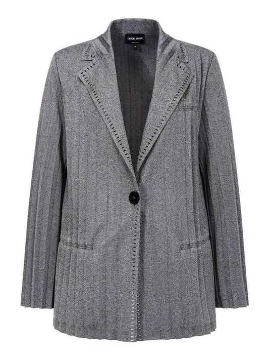 Women s Pleated One Button Jacket Melange Gray - GIORGIO ARMANI - BALAAN 1