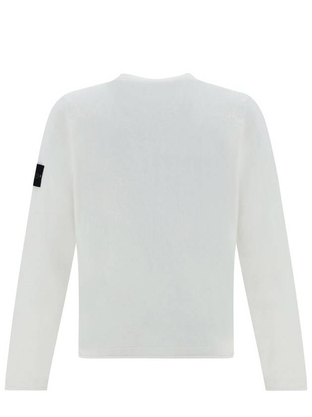 Compass Badge Ribbed Cotton Knit Top White - STONE ISLAND - BALAAN 3