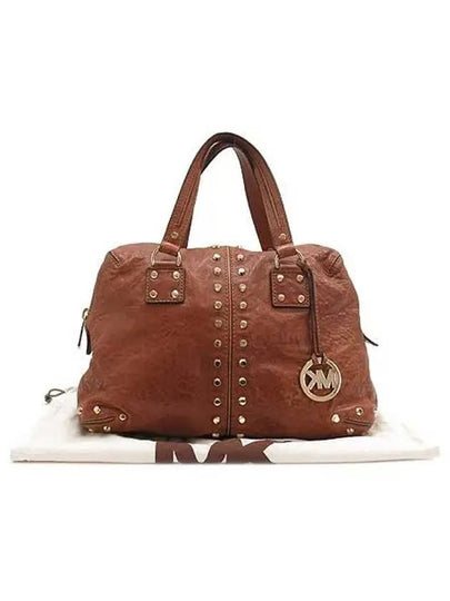 Brown leather Esto studded satchel tote bag - MICHAEL KORS - BALAAN 2