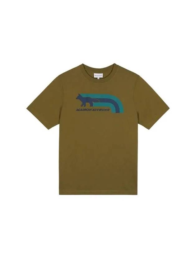 Men's Flash Fox Comfort Short Sleeve T-Shirt Green Khaki - MAISON KITSUNE - BALAAN 1