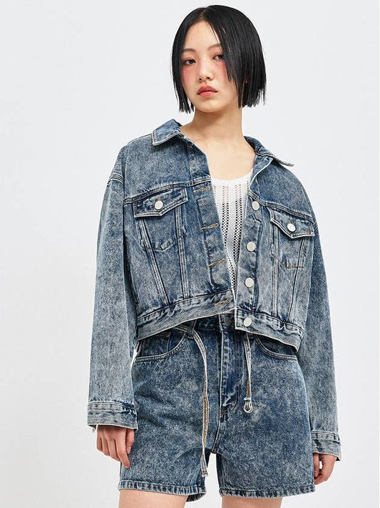 Jinro Cropped Denim Trucker Jacket Blue - C WEAR BY THE GENIUS - BALAAN 2