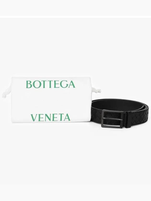 Intrecciato Leather Belt Black - BOTTEGA VENETA - BALAAN 5