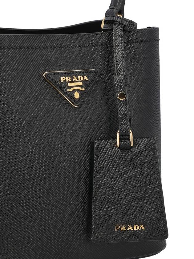 Panier Saffiano Leather Small Tote Bag Black - PRADA - BALAAN 5