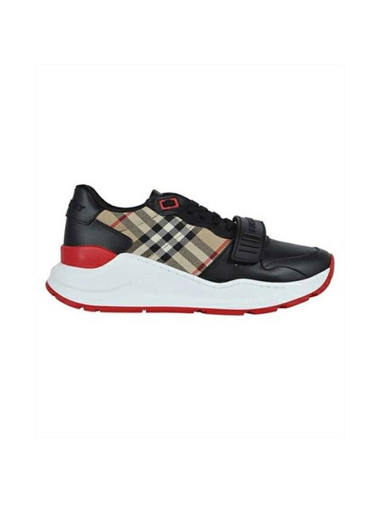 Vintage Check Leather Low Top Sneakers Black - BURBERRY - BALAAN 1