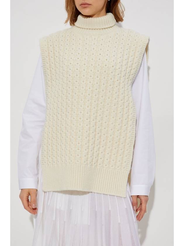 Alaïa Wool Poncho With Turtleneck, Women's, Cream - ALAIA - BALAAN 3