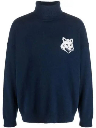 Fox Head Intarsia Comfort Turtleneck Ink Blue - MAISON KITSUNE - BALAAN 2