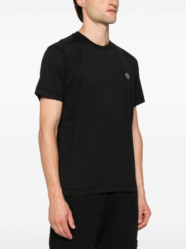 Logo Patch Short Sleeve T-Shirt Black - STONE ISLAND - BALAAN 5