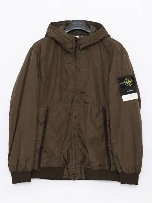 Men's Garment Dyed Crinkle Reps Recycled Nylon Primaloft TC Hooded Jacket Olive Green - STONE ISLAND - BALAAN 2