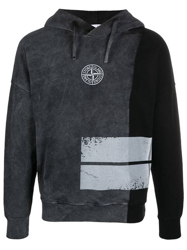 Logo Print Felpa Hoodie Black - STONE ISLAND - BALAAN 3