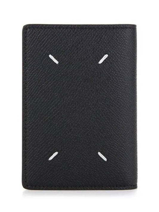 Stitched Bi-Fold Leather Card Wallet Black - MAISON MARGIELA - BALAAN 2