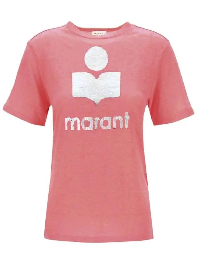 Zewel Logo Linen Short Sleeve T-Shirt Pink - ISABEL MARANT - BALAAN 3