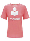 Zewel Logo Linen Short Sleeve T-Shirt Pink - ISABEL MARANT - BALAAN 2