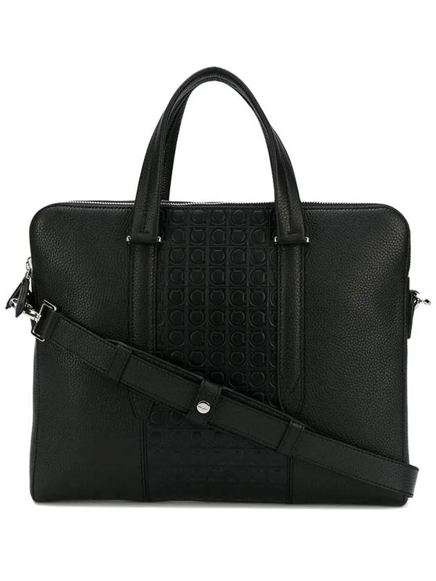 Gancini Leather Brief Case Black - SALVATORE FERRAGAMO - BALAAN 3