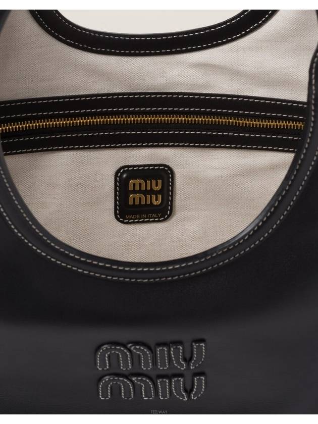 Ivy Logo Leather Tote Bag Black - MIU MIU - BALAAN 4