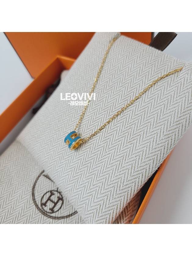 Pop H Pendant Mini PopAche Necklace Necklace Blue Jeans Yellow Gold - HERMES - BALAAN 3