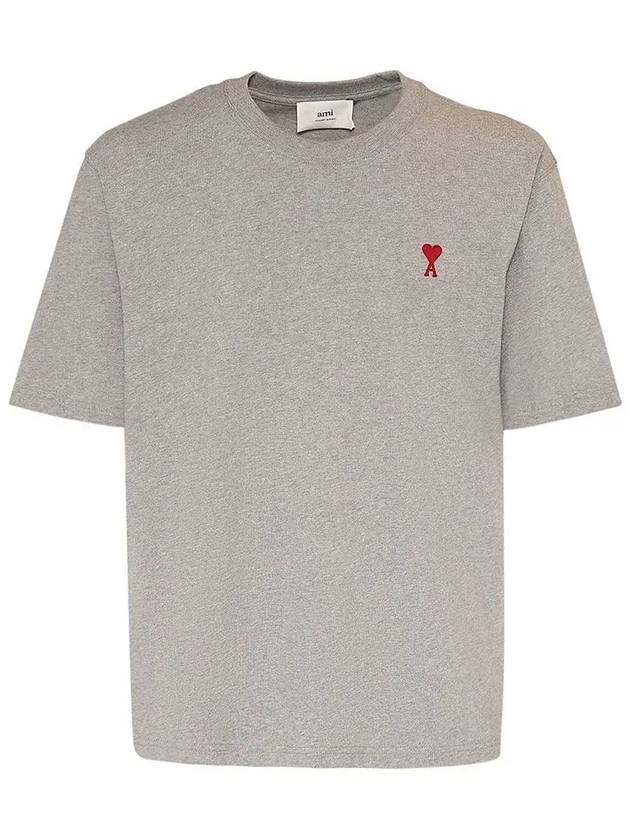 Small Heart Logo Boxy Fit Short Sleeve T-shirt Grey - AMI - BALAAN 3