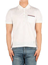 THOM BROWNE Men's Three Stripes RWB Detail Cotton Polo PK T-Shirt White MJP022A 01455 100 - THOM BROWNE - BALAAN