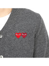 Double Heart V-neck Cardigan Grey - COMME DES GARCONS - BALAAN.