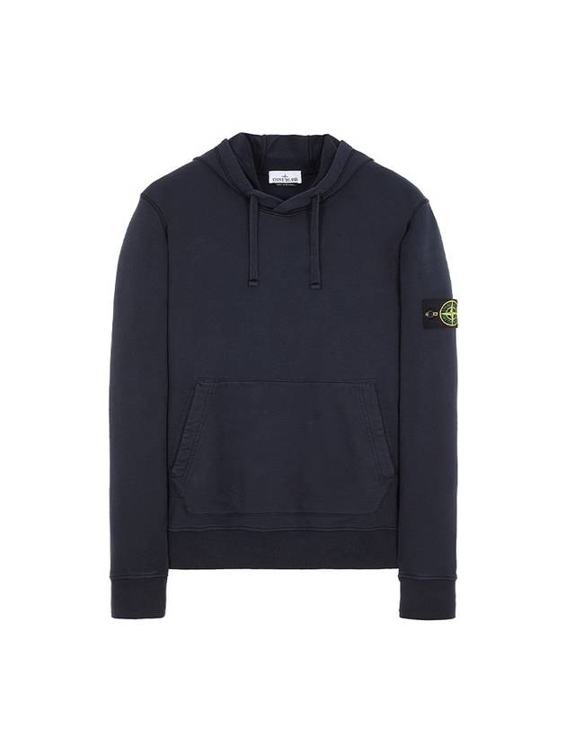 Logo Patch Drawstring Hoodie Navy - STONE ISLAND - BALAAN 2