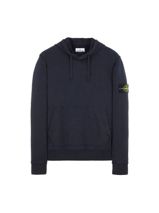 Logo Patch Drawstring Hoodie Navy - STONE ISLAND - BALAAN 2