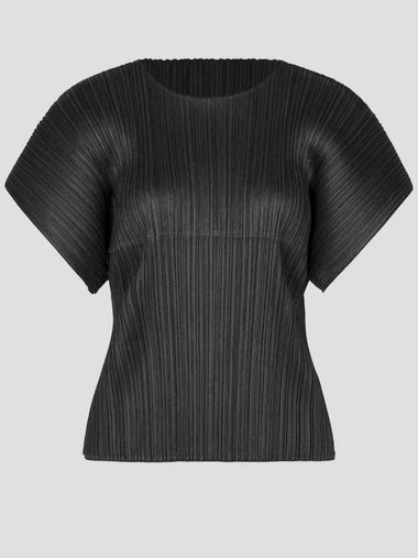 Pleats Please Monthly Color Round Short Sleeve Top Ash Size 3 August 24 - ISSEY MIYAKE - BALAAN 1