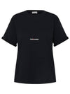 Rive Gauche Short Sleeve T-Shirt Black - SAINT LAURENT - BALAAN 2