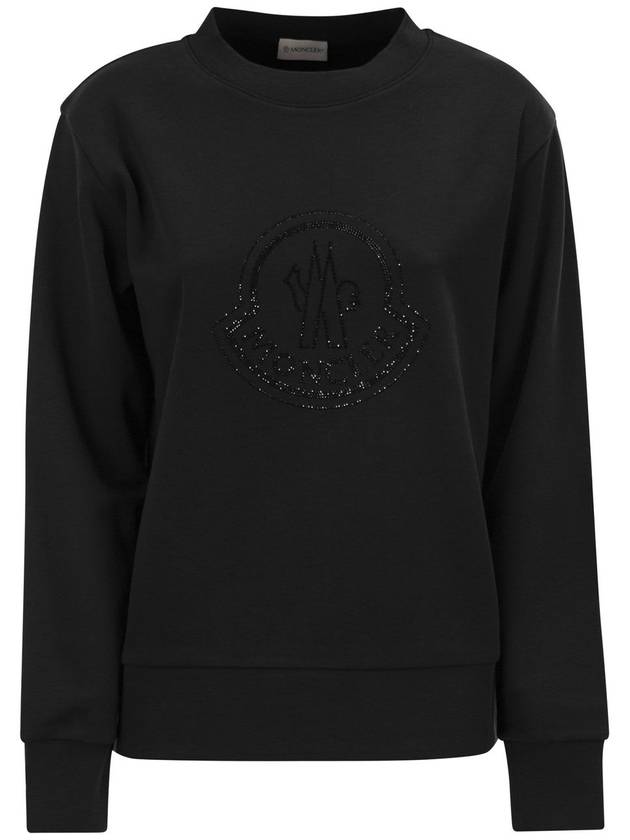 Crystal Logo Sweatshirt Black - MONCLER - BALAAN 2