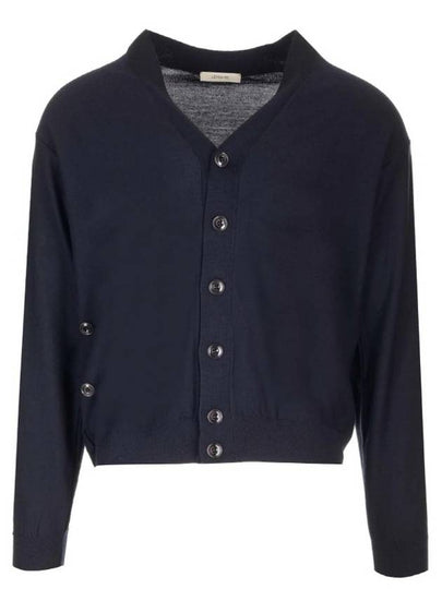 Relaxed Twisted Merino Wool Blend Cardigan Navy - LEMAIRE - BALAAN 2