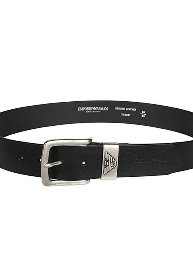 Men's Logo Buckle Leather Belt Black - EMPORIO ARMANI - BALAAN 6