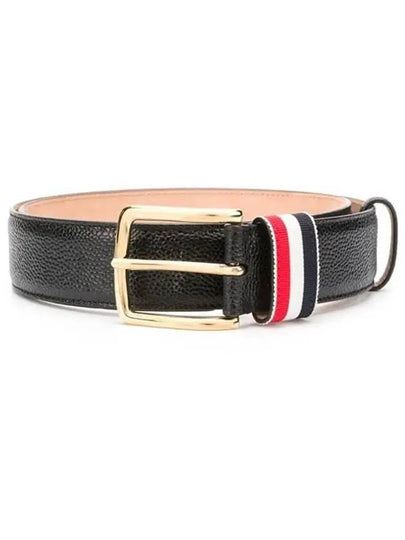 Men's Three Stripes Tab Pebbled Leather Belt Black - THOM BROWNE - BALAAN 2